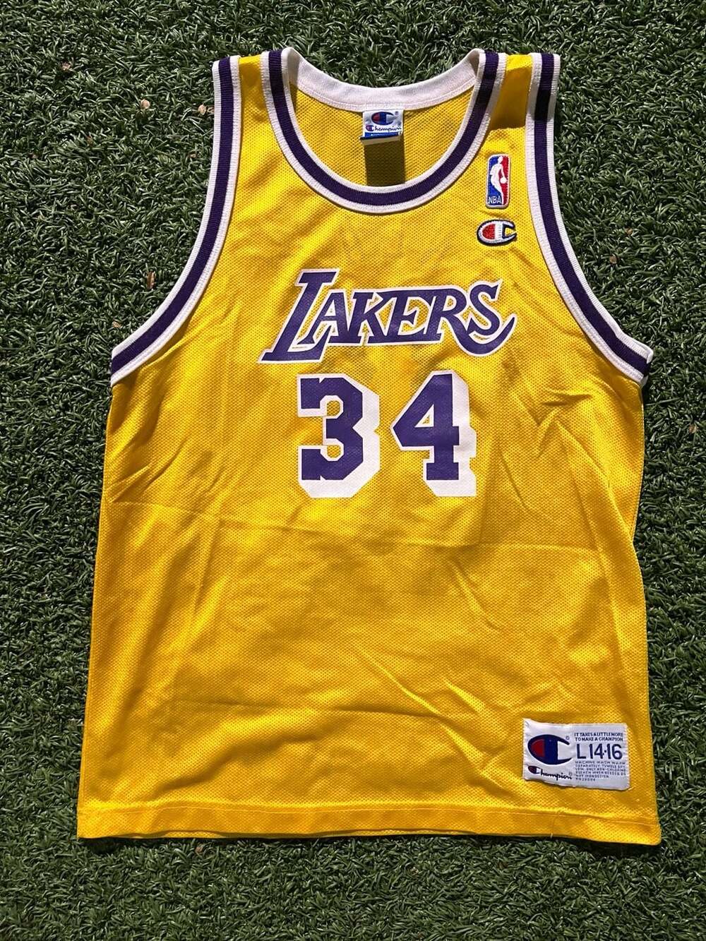 Vintage Champion Los Angeles Lakers Shaquille O'Neal #34 Youth Jersey